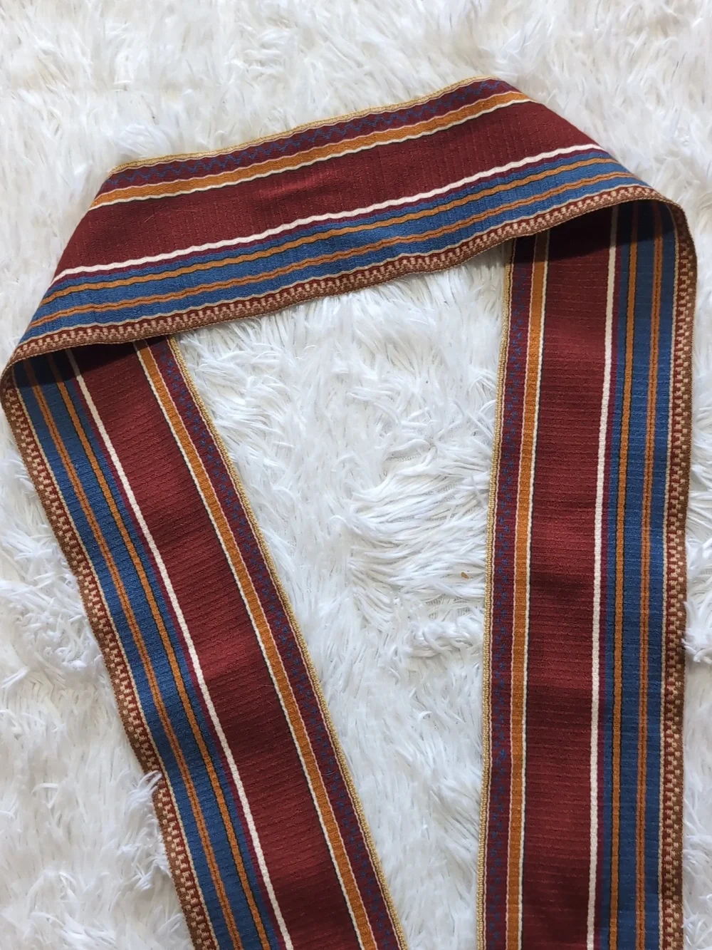 80s Vintage Christian Dior Hand Loomed French Ceintures Striped Sash Tassel Belt - Picture 7 of 11